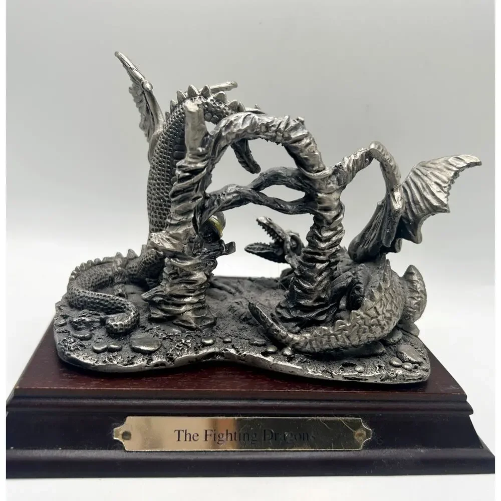 Rare VNTG The Fighting Dragons Pewter Statue by AG Slocombe #3320 Tudor Mint EUC - Picture 6 of 7